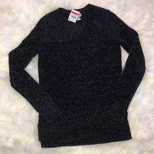 Maison Jules Chenile Black V-neck Sweater